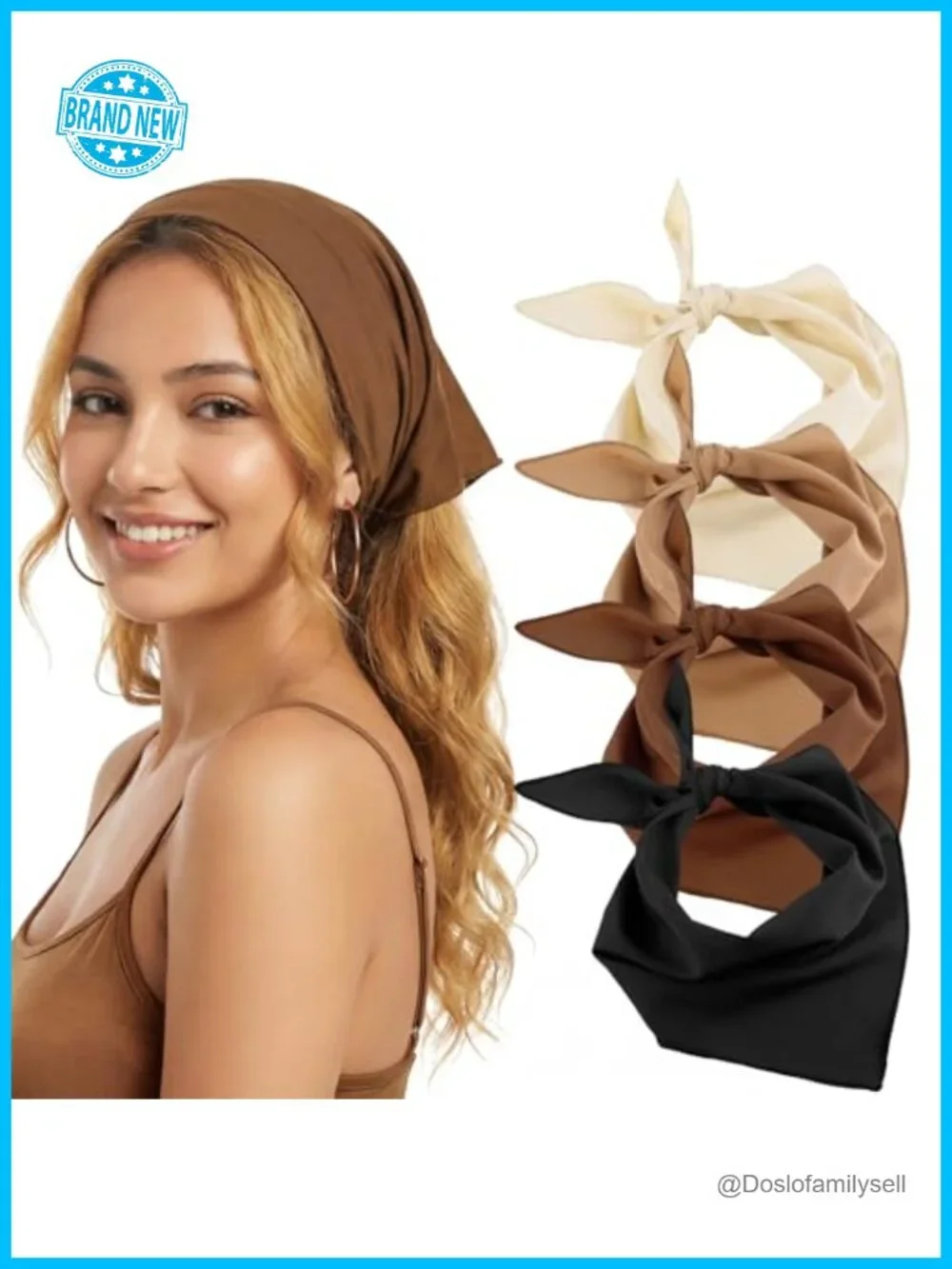 4 Pcs Triangle Head Scarf for Women - Soft Polyester Bandanas Hair Scarf